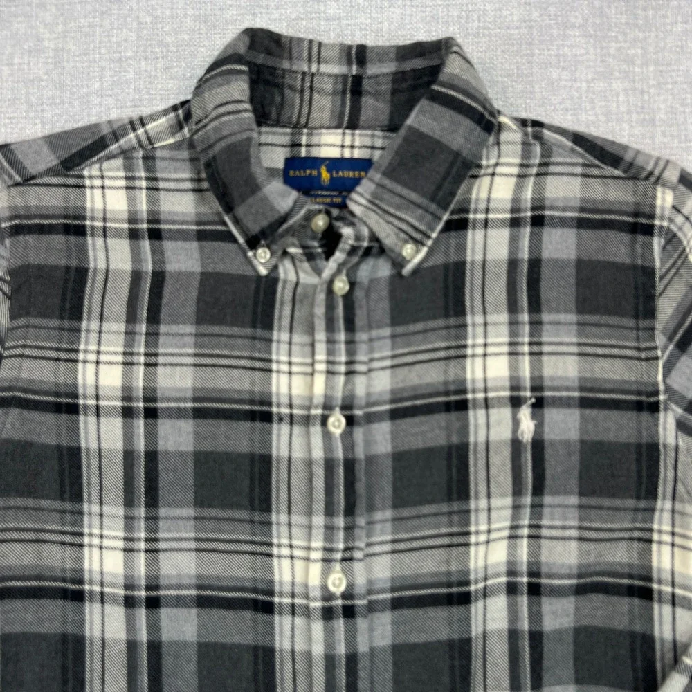 Ralph Lauren Classic Fit Plaid Flannel Button Down Shirt Kids Size‎ Large Preppy